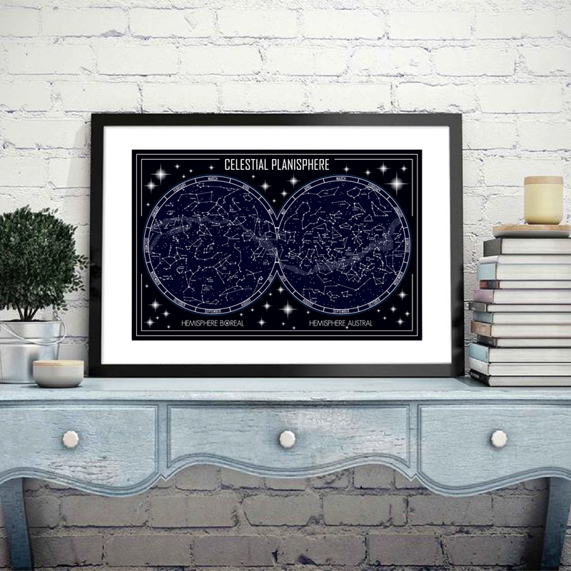 Custom Star Map - Thiên Planisphere Bản Đồ Vải Poster