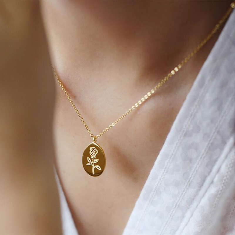 Dây Thép Không Gỉ Nữ Hoa Hồng  - đánh giá và giá Birth Flower Necklace