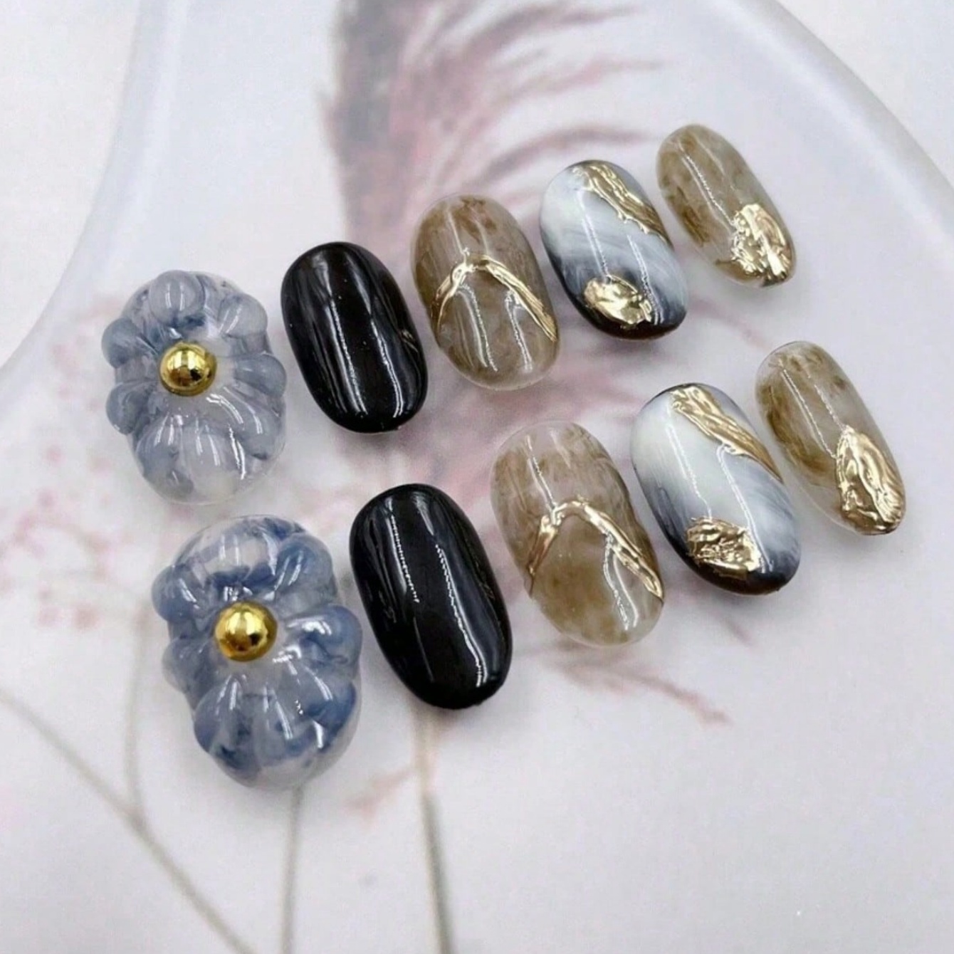 10Pcs Ramadan Press-On Nails—M - đánh giá và giá Pressed Flower Art