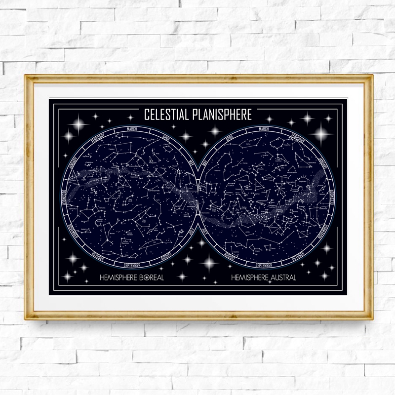 Thiên Planisphere Bản Đồ Vải P - đánh giá và giá Custom Star Map